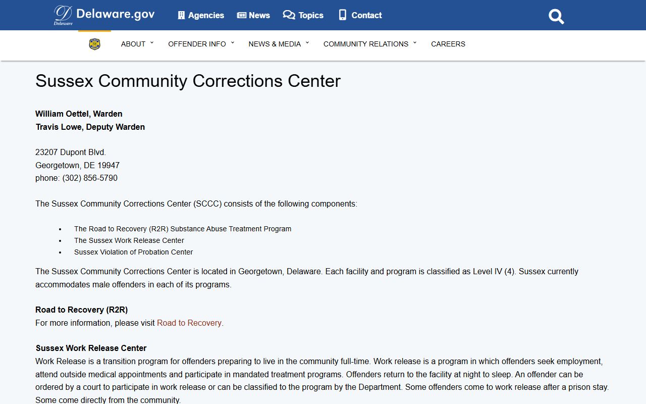 Milford Recent Bookings Sussex Community Corrections Center