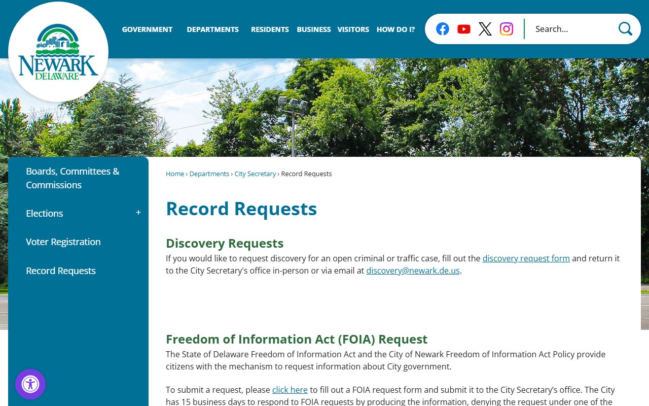 Newark Recent Bookings FOIA request page