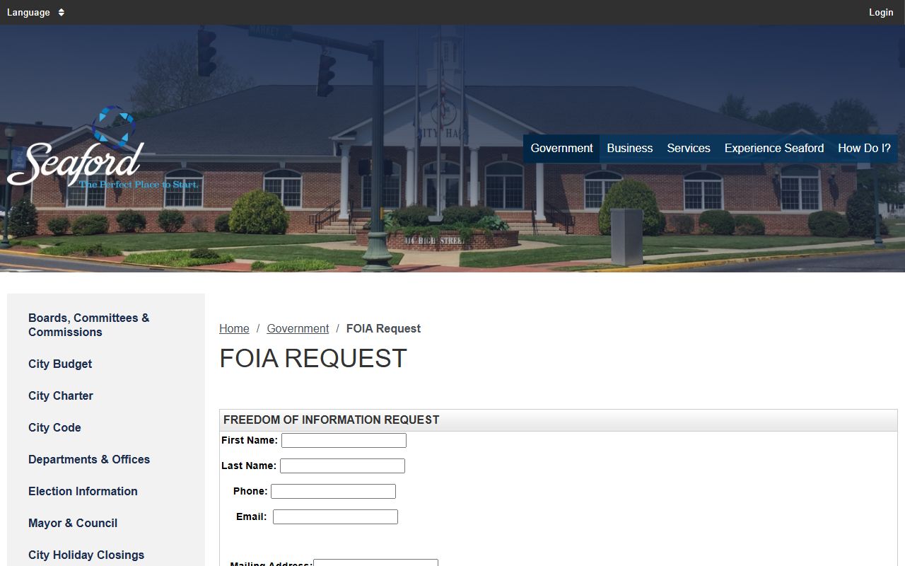 Seaford Recent Bookings FOIA portal