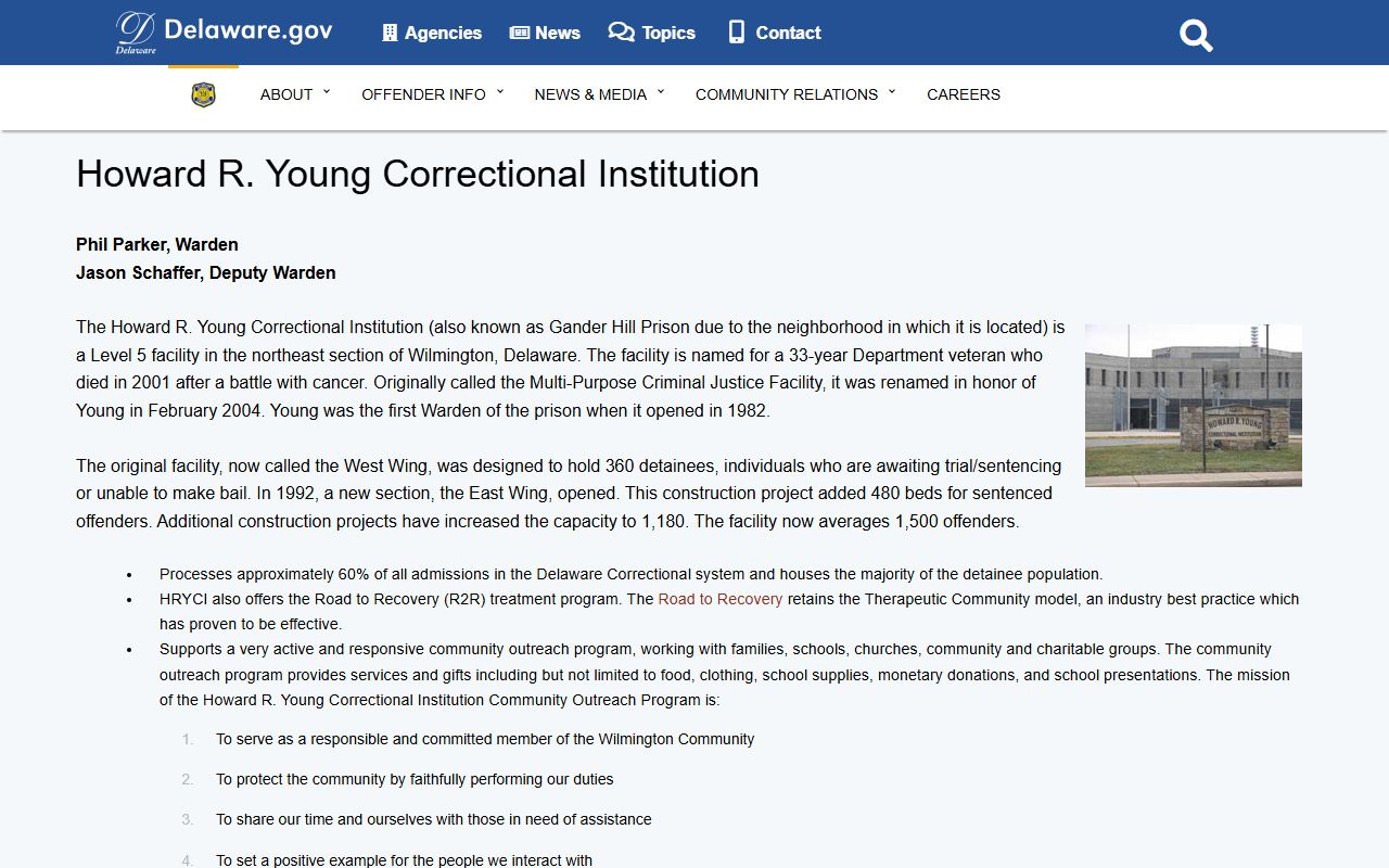 New Castle County Recent Bookings Howard R Young Correctional Institution