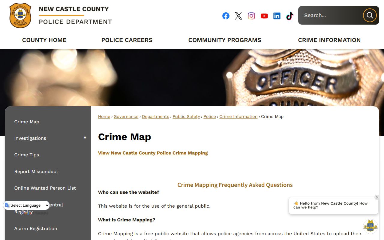 New Castle County Recent Bookings NCCPD crime mapping portal