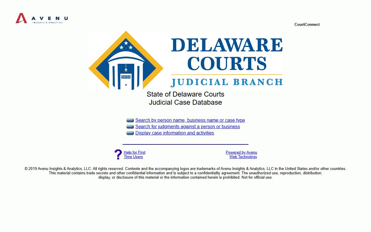 Delaware Recent Bookings CourtConnect case search