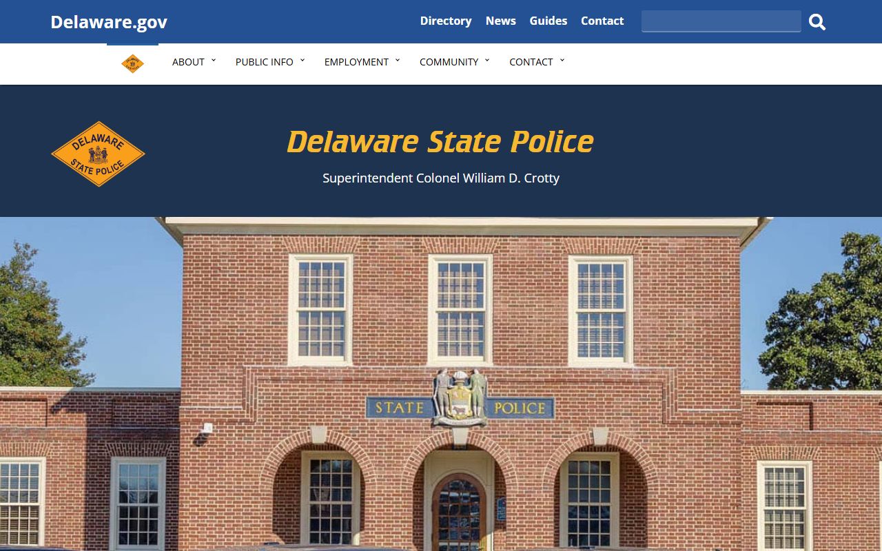 Delaware Recent Bookings State Police main site
