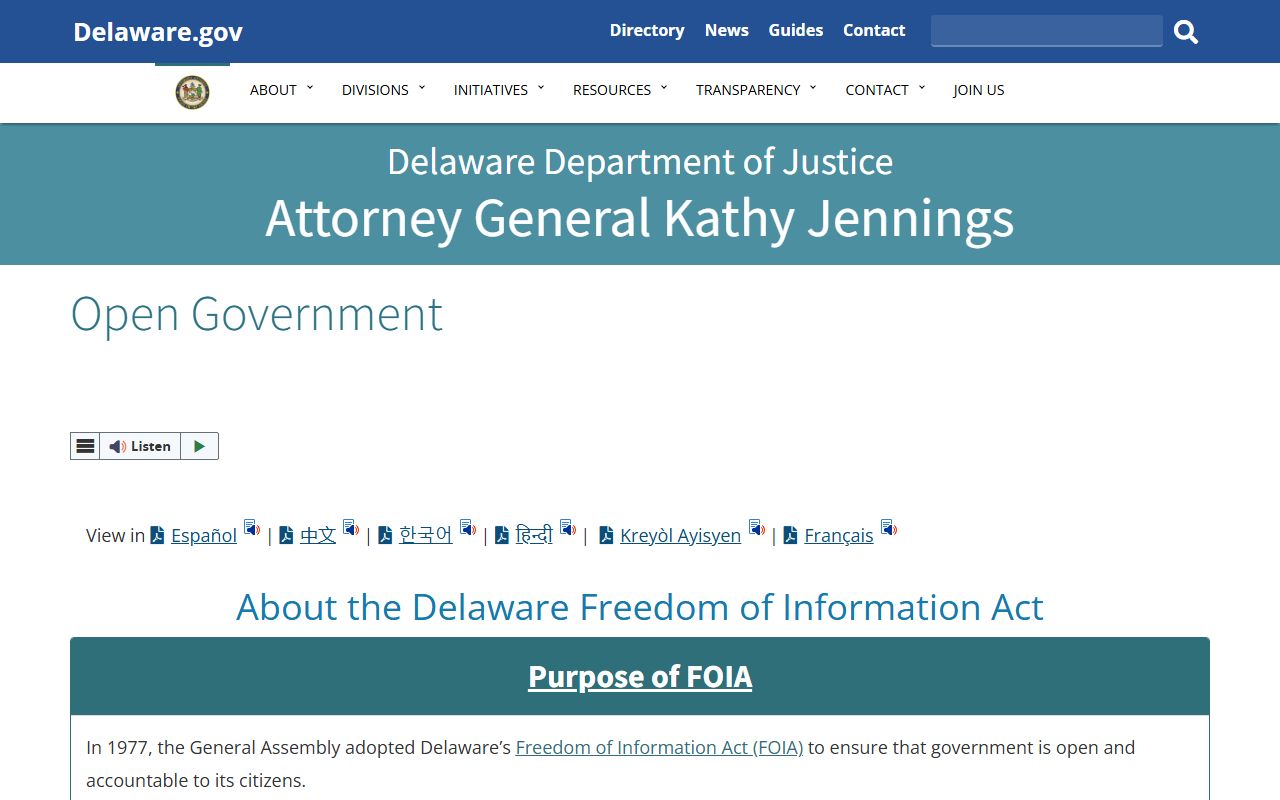 Delaware Recent Bookings AG open government page
