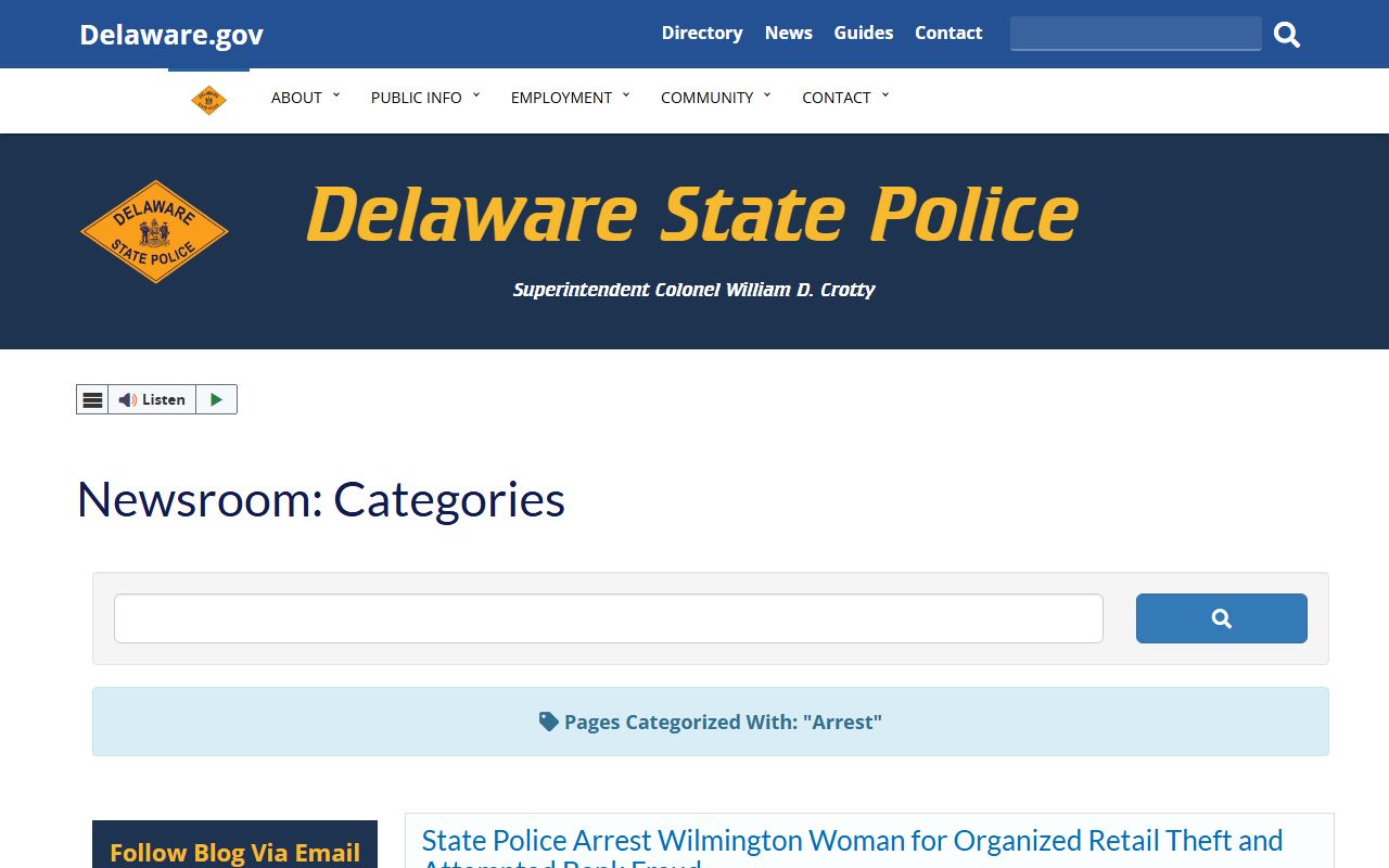 Delaware Recent Bookings State Police arrest archive