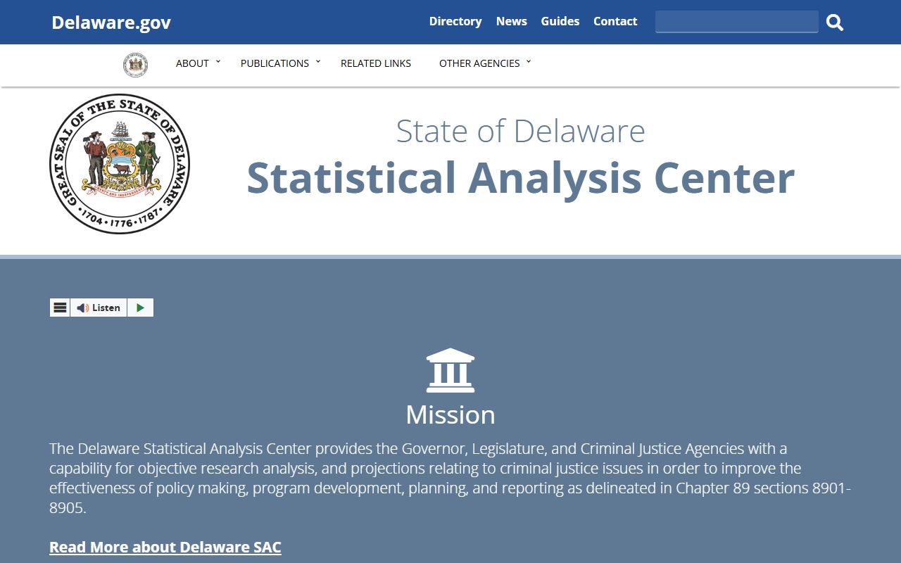 Delaware Recent Bookings Statistical Analysis Center